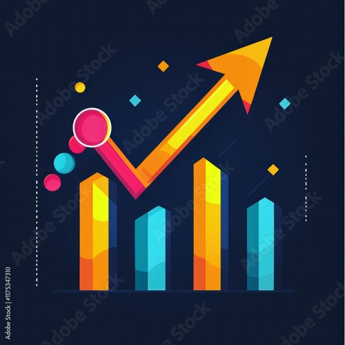 Business growth graph with upward arrows showing success and progress photo