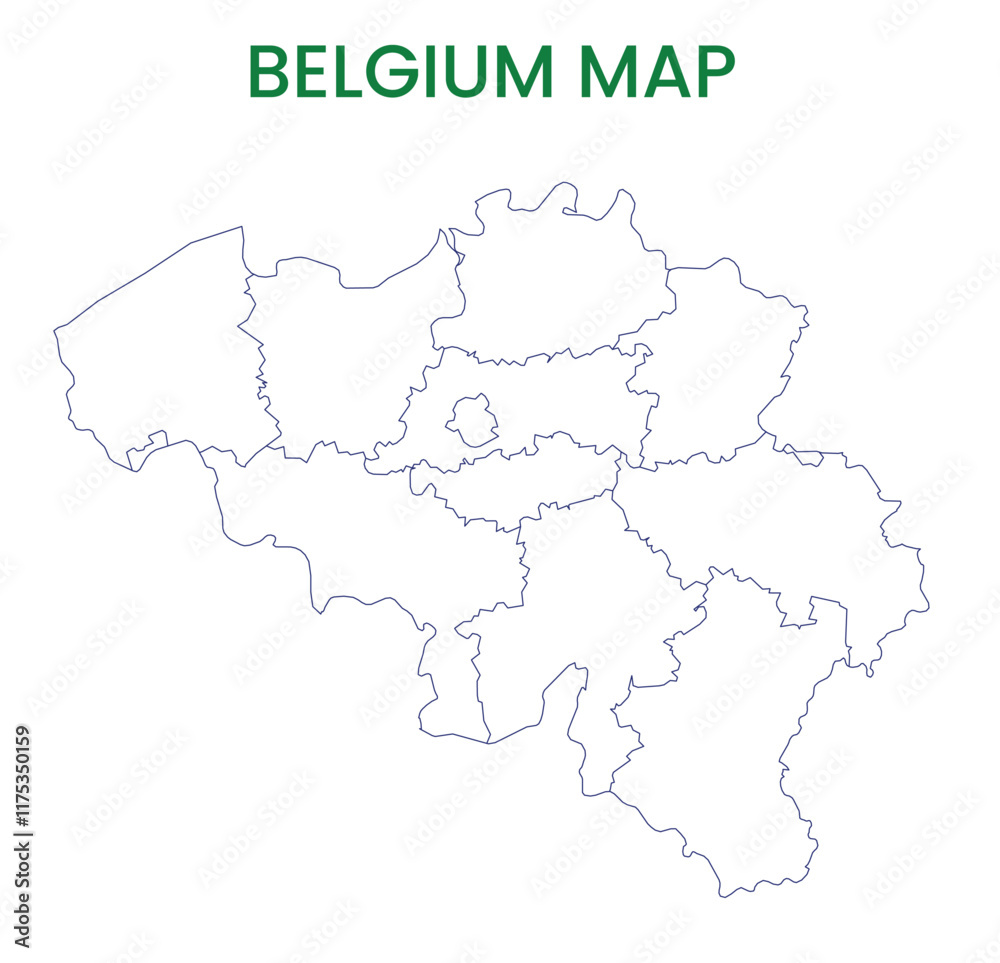 High detailed map of Belgium. Outline map of Belgium. Europe High detailed map of Belgium. Outline map of Belgium. Europe