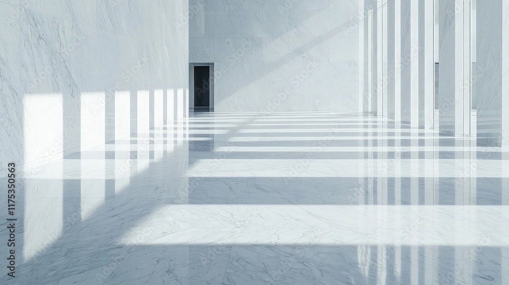 Obraz premium Sunlit Marble Hallway Interior Design.