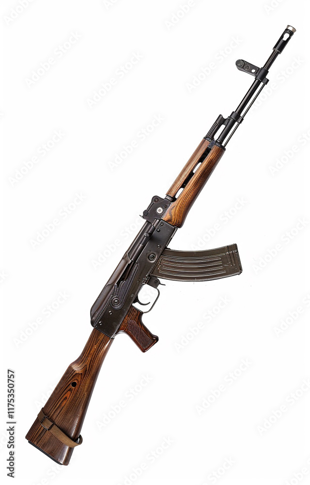 AK 47 assault rifle, first pattern. Isolated on white background. AK 47 assault rifle, first pattern. Isolated on white background.