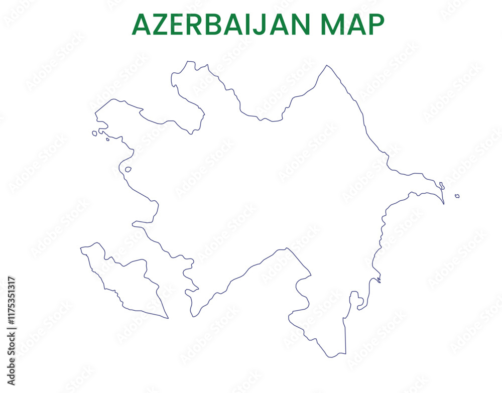 Fototapeta premium High detailed map of Azerbaijan. Outline map of Azerbaijan. Europe