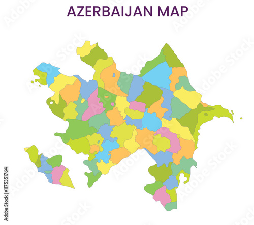 High detailed map of Azerbaijan. Outline map of Azerbaijan. Europe