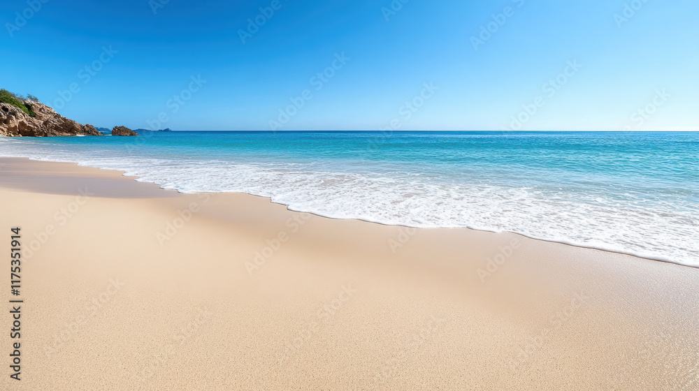 serene beach with gentle waves and clear blue skies invites relaxation serene beach with gentle waves and clear blue skies invites relaxation