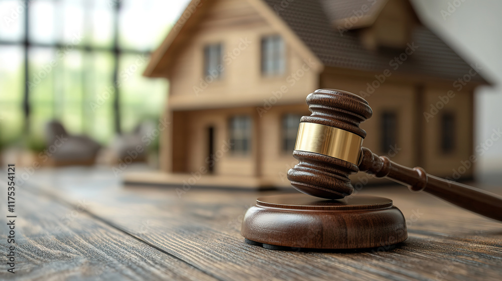 Obraz premium Judge Gavel Symbolizing Real Estate Legal Proceedings