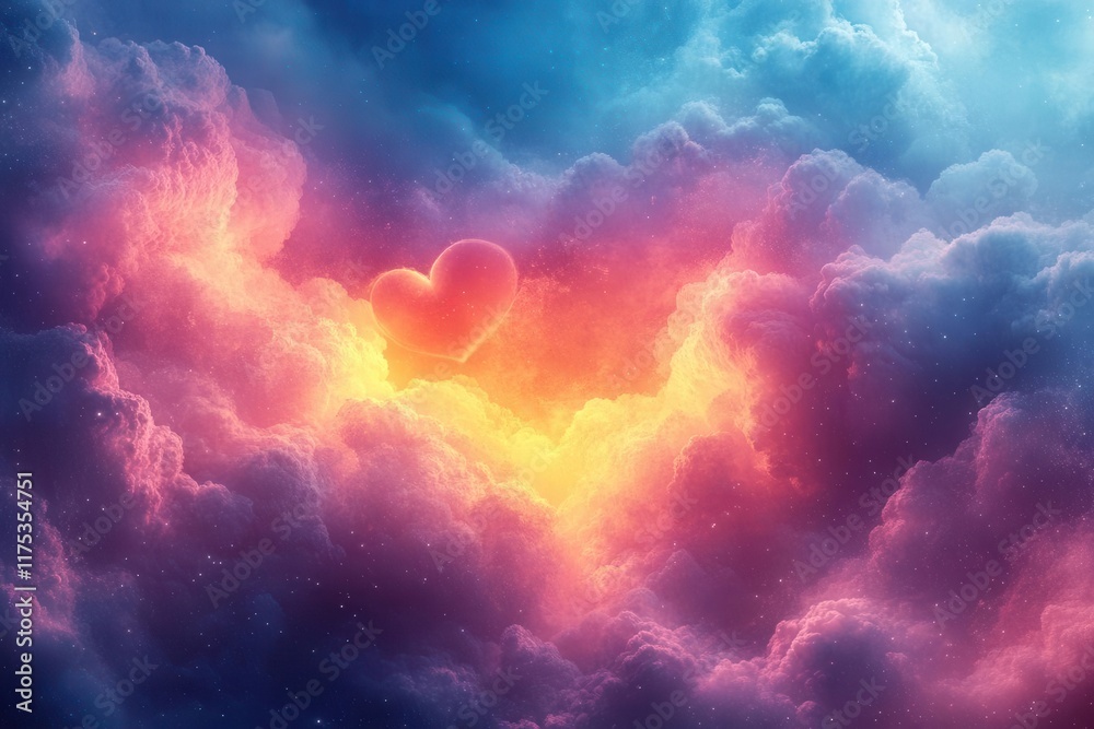 colorful abstract background featuring vibrant hearts floating among fluffy clouds creating a dreamy and romantic atmosphere the soft hues evoke concepts of love and compassion colorful abstract background featuring vibrant hearts floating among fluffy clouds creating a dreamy and romantic atmosphere the soft hues evoke concepts of love and compassion