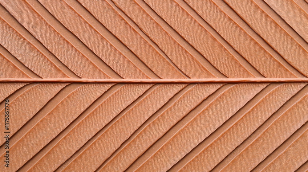 Close-Up of Geometric Patterns on an Orange Feather Revealing Intricate Line Details