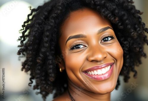 Portrait of a smiling Afro-American woman with bright eyes and a warm smile