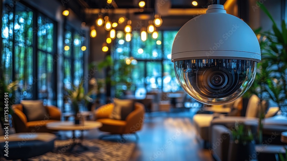 Obraz premium Security camera in modern lobby.