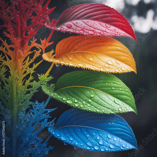 A backdrop of autumn Raindrops and a maple leaf

