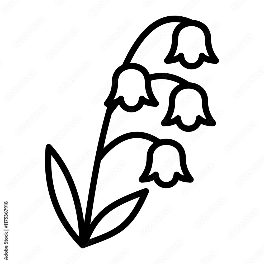 Illustration or icon of lily of the valley or bell flowers Illustration or icon of lily of the valley or bell flowers