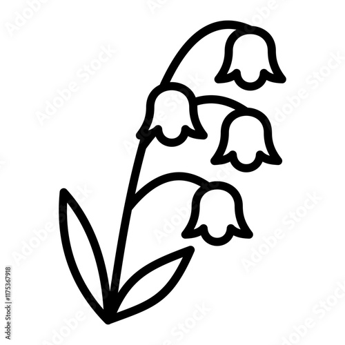 Illustration or icon of lily of the valley or bell flowers