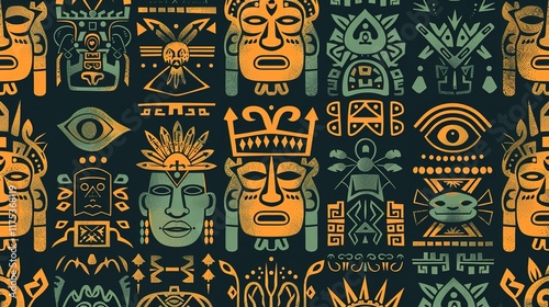 aztec symbol seamless pattern wallpaper