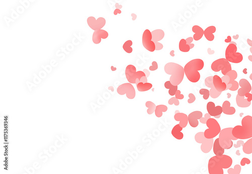 Flying love hearts connect and fly like butterflies isolated  romantic valentines and wedding cards. photo