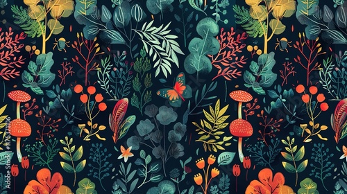 enchanted forest seamless pattern wallpaper