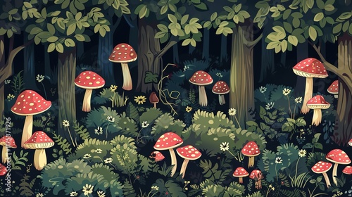 enchanted forest seamless pattern wallpaper