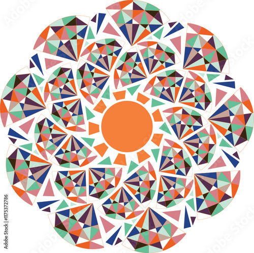 Seamless colorful pattern, colored triangles