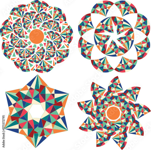 Seamless colorful pattern, colored triangles