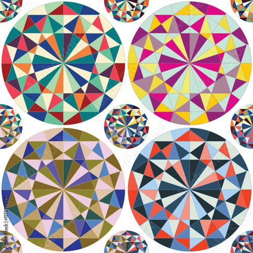 Seamless colorful pattern, colored triangles