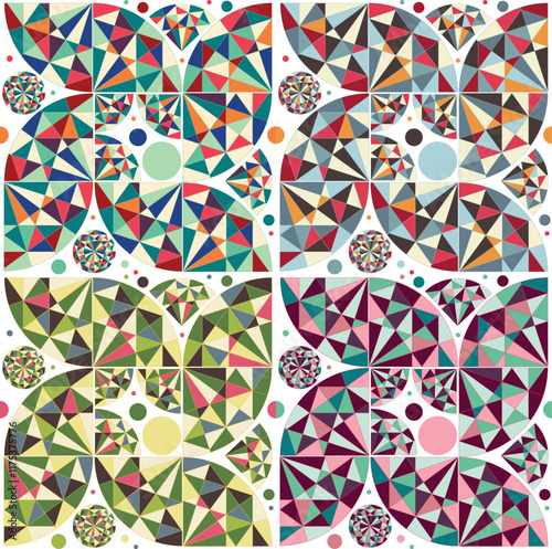 Seamless colorful pattern, colored triangles