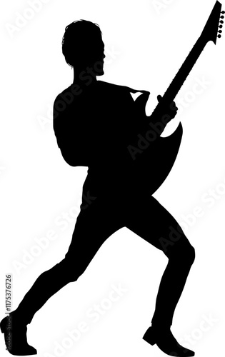 Une silhouette d'un musicien qui joue de la guitare