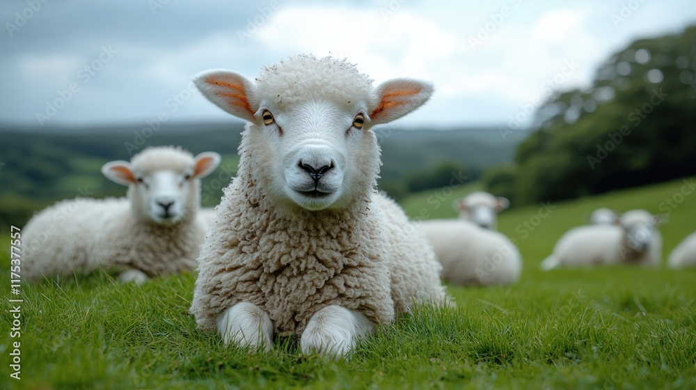 Sheep lying in a field. Sheep lying in a field.
