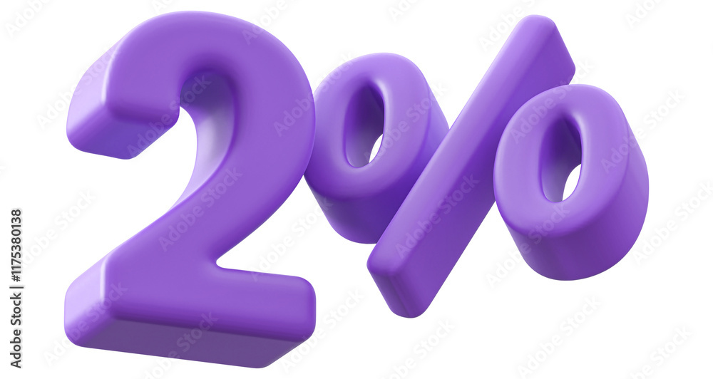 2 Percent Purple Number Promotion 3D Render 2 Percent Purple Number Promotion 3D Render