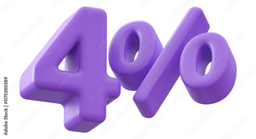 4 Percent Purple Number Promotion 3D Render 4 Percent Purple Number Promotion 3D Render