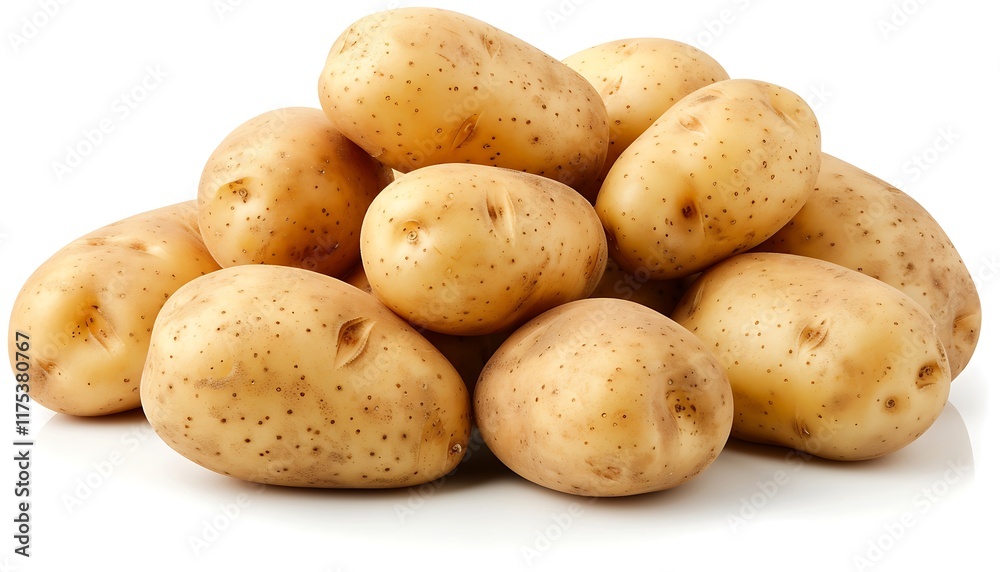 Potatoes isolated on white background. Clipping Path. Full depth of field. Potatoes isolated on white background. Clipping Path. Full depth of field.