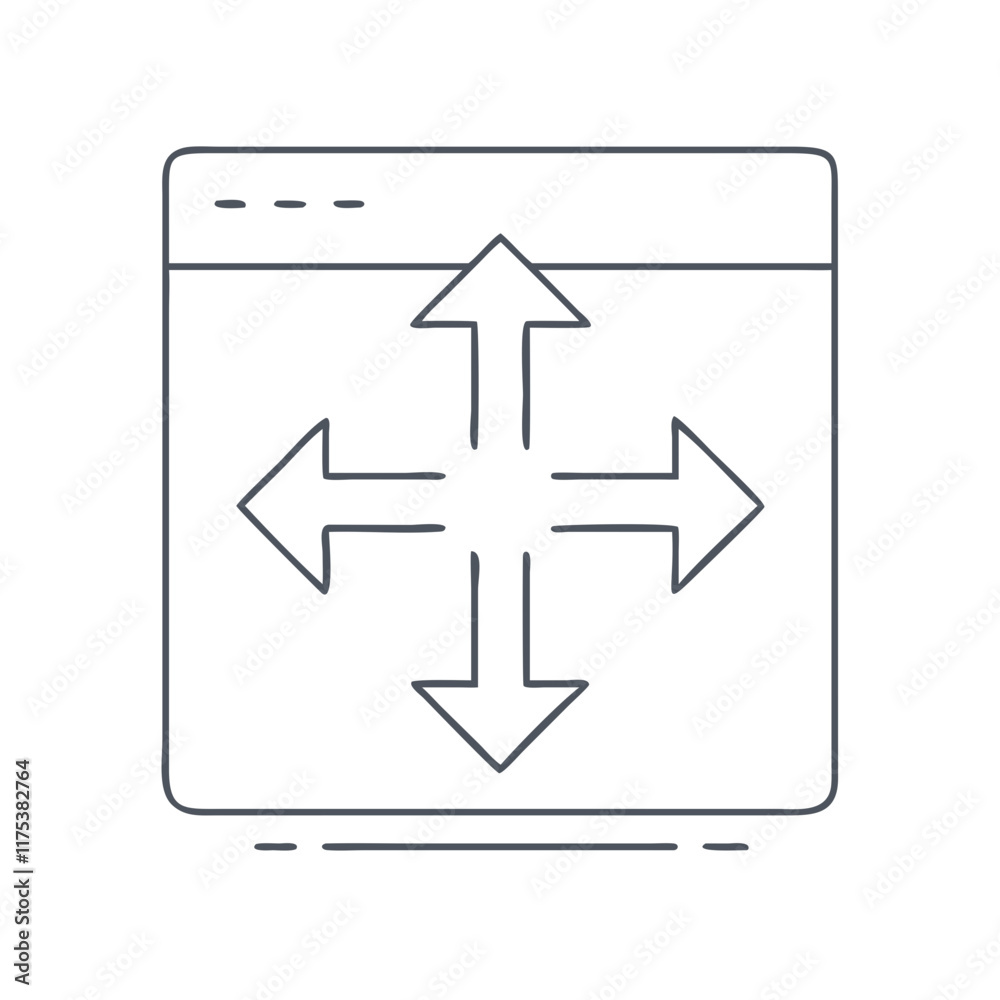 Web browser window with resize arrows Web browser window with resize arrows