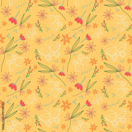 Vibrant Floral Seamless, Charming Blooming Flowers Pattern