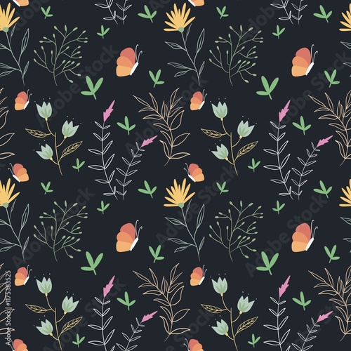 Vibrant Floral Seamless, Charming Blooming Flowers Pattern