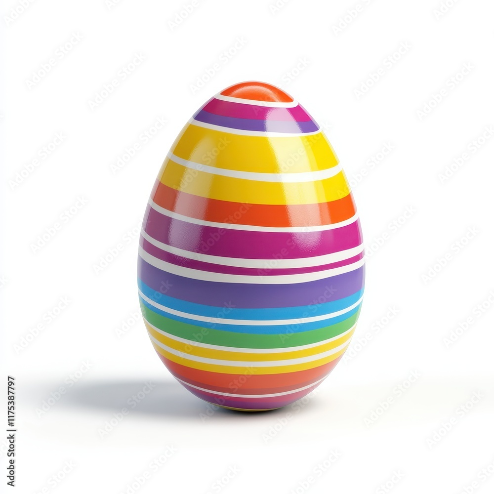 A colorful egg with rainbow stripes on it A colorful egg with rainbow stripes on it