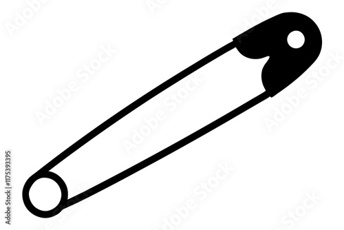 Safety pin isolated vector silhouette illustration on white background