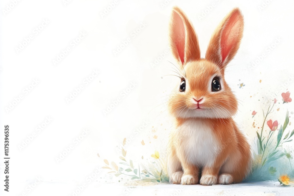 Obraz premium Adorable Bunny on Peach Background