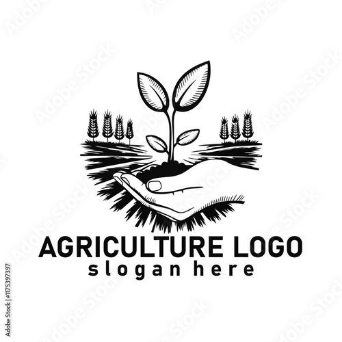 Unique natural landscape eco hemp agriculture farm organic logo