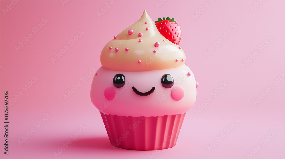 A colorful 3D kawaii ice cream character, with a strawberry and chocolate swirl, smiling happily on a pink background with fun sprinkles.
A colorful 3D kawaii ice cream character, with a strawberry and chocolate swirl, smiling happily on a pink background with fun sprinkles.