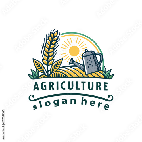 Unique natural landscape eco hemp agriculture farm organic logo