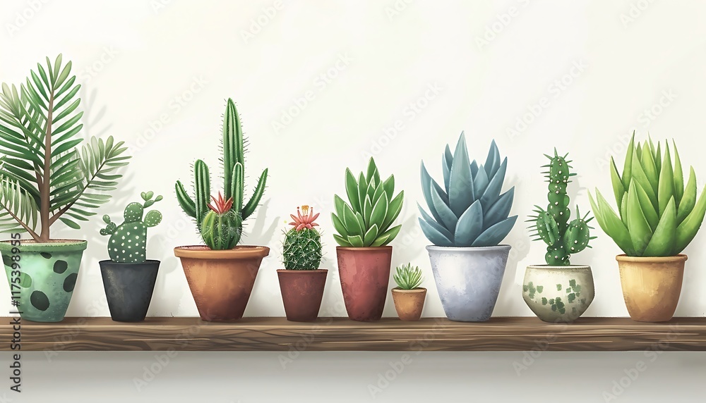 Fototapeta premium Different houseplants in pots on wooden table near window at home