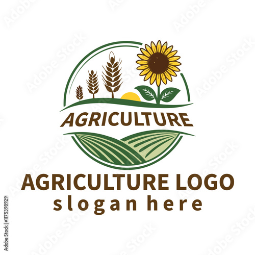 Unique natural landscape eco hemp agriculture farm organic logo