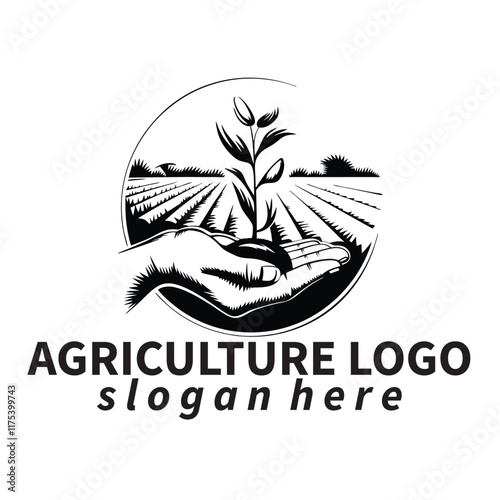 Unique natural landscape eco hemp agriculture farm organic logo