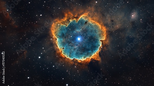 Majestic nebula glowing with radiant colors surrounded by countless bright stars