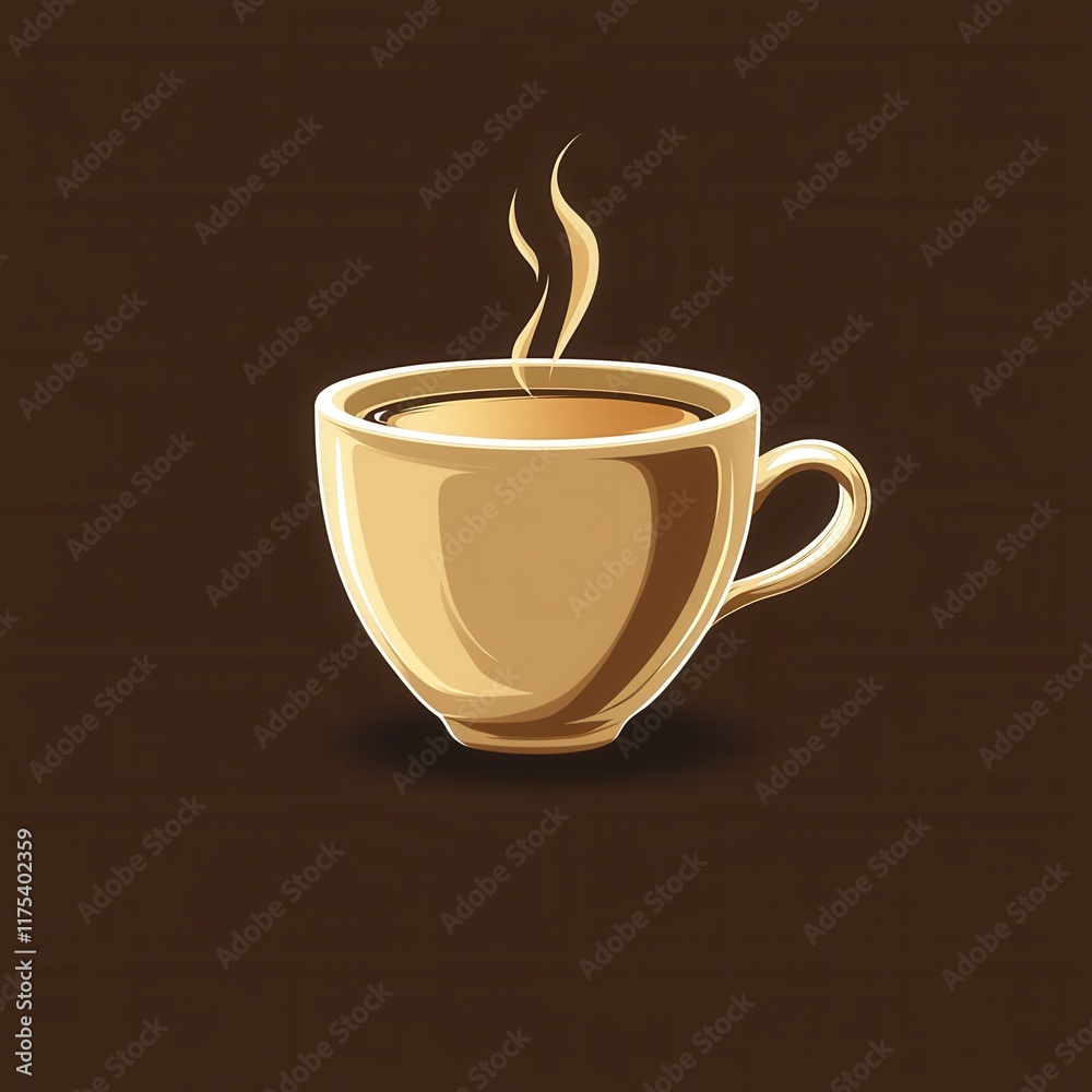 Obraz premium Coffee cup icon design, minimalistic style, rich brown backdrop, modern aesthetic, perfect for branding or digital applications