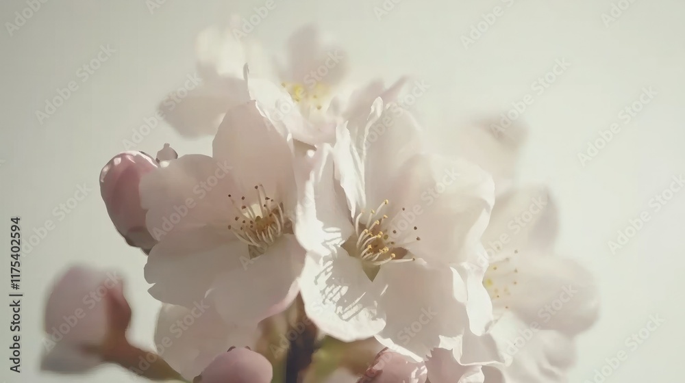 Delicate Spring Blossoms: A Close-Up of Cherry Blossoms in Soft Light Delicate Spring Blossoms: A Close-Up of Cherry Blossoms in Soft Light