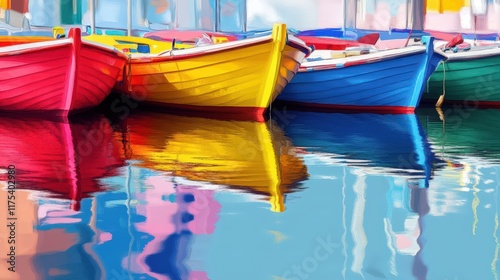 Wallpaper Mural Colorful Boats Docked Reflecting In Calm Water Torontodigital.ca