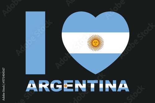 I Love Argentina Word with Heart Shape Vector Illustration, I Love Argentina Word with Heart Shape