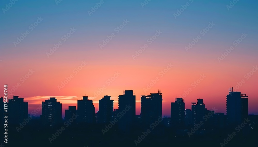 Sunset over the city, silhouette of a skyscraper in the city Sunset over the city, silhouette of a skyscraper in the city