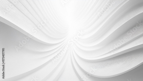 Soft ripples of white fabric create an elegant, serene atmosphere in a bright, minimalist space