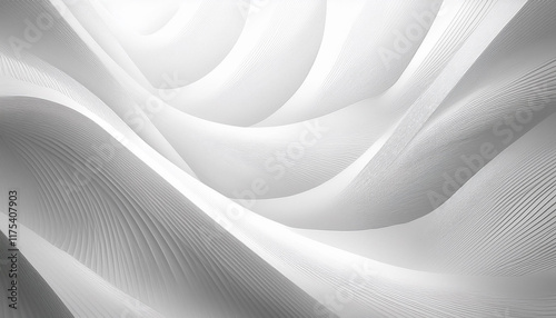 Soft ripples of white fabric create an elegant, serene atmosphere in a bright, minimalist space