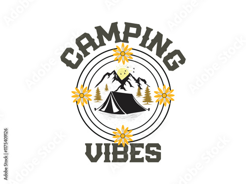 Camping vibes t shirt design outdoor adventure inspired art