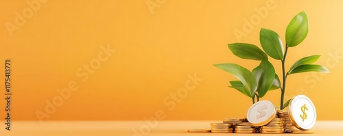 Obraz na płótnie A graph showing growth in a retirement fund with blank space for text, educational template, clean